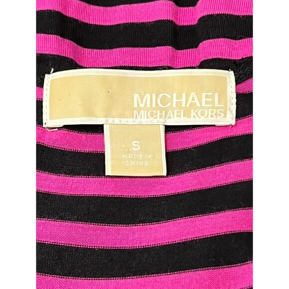 Michael Kors Pink & Black Striped Sleeveless Asymmetrical Hem Tank Dress Size S - Picture 7 of 9